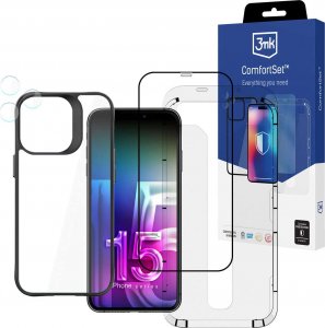 3MK Etui +szkło ekran +obiektyw do iPhone 15 Pro Max Zestaw 3mk Comfort Set 4in1 case lens hartowane 2