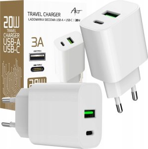 Ładowarka Art ŁADOWARKA SIECIOWA PD/QC 4.0 1x USB-C 1x USB-A 3A 20W ART 2