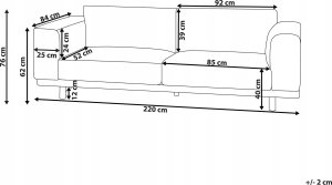Beliani Sofa 3-osobowa szara NIVALA 12