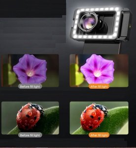 Apexel Obiektyw Makro Do Telefonu Smartfona 100mm Hd + Lampa Led 40 / Cri 95+ / Apl-hb100fl23 8