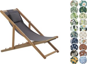 Beliani Leżak ogrodowy i zestaw 2 wymiennych tkanin (różne warianty) jasne drewno AVELLINO 3