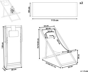 Beliani Leżak ogrodowy i zestaw 2 wymiennych tkanin (różne warianty) jasne drewno AVELLINO 9
