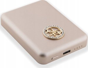 Powerbank Guess Guess Powerbank indukcyjny 15W GUPBM5AL4DMD 5000mAh złoty/gold MagSafe 4G Strassed Metal Logo 2