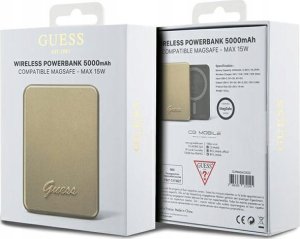 Powerbank Guess Guess Powerbank indukcyjny 15W GUPBM5ALGSGD 5000mAh złoty/gold MagSafe Metal Script Logo 5