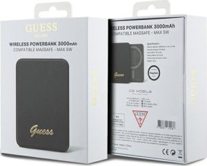 Powerbank Guess Guess Powerbank indukcyjny 5W GUPBM3ALGSGK 3000mAh czarny/black MagSafe Metal Script Logo 5