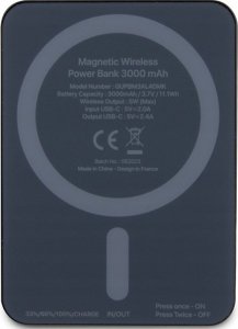 Powerbank Guess Guess Powerbank indukcyjny 5W GUPBM3AL4DMK 3000mAh czarny/black MagSafe 4G Strassed Metal Logo 4