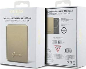 Powerbank Guess Guess Powerbank indukcyjny 5W GUPBM3ALGSGD 3000mAh złoty/gold MagSafe Metal Script Logo 5