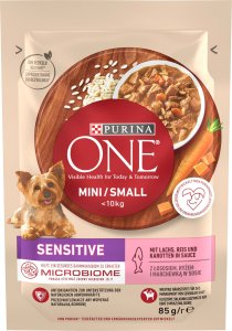 PURINA NESTLE PURINA One Mini/Small Sensitive Łosoś z ryżem - mokra karma dla psa - 85 g 1