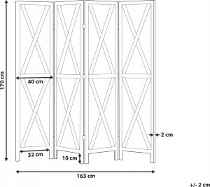 Beliani 4-panelowy składany parawan pokojowy drewniany 170 x 163 cm ciemnobrązowy RIDANNA 3