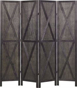 Beliani 4-panelowy składany parawan pokojowy drewniany 170 x 163 cm ciemnobrązowy RIDANNA 4