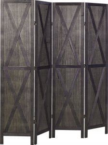 Beliani 4-panelowy składany parawan pokojowy drewniany 170 x 163 cm ciemnobrązowy RIDANNA 5
