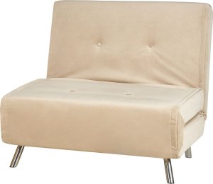 Beliani Sofa rozkładana welurowa jednoosobowa beżowa FARRIS 4