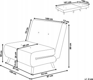 Beliani Sofa rozkładana welurowa jasnoszara FARRIS 10