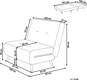 Beliani Sofa rozkładana welurowa zielona oliwkowa FARRIS 8