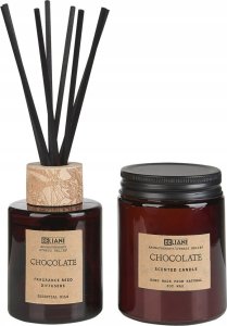 Beliani Zestaw zapachowy świeczka sojowa i dyfuzor z patyczkami czekolada DARK ELEGANCE Lumarko! 1