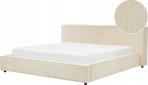 Beliani Łóżko sztruksowe 180 x 200 cm beżowe LINARDS 11