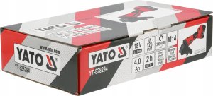Szlifierka Yato SZLIFIERKA KÄTOWA 18V 125MM, BEZSZCZOTKOWA 1*4AH+ÅADOWARKA 9