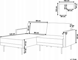 Beliani Narożnik 2-osobowy prawostronny różowy brąz BREDA 4