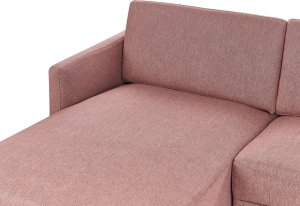 Beliani Narożnik 2-osobowy prawostronny różowy brąz BREDA 7
