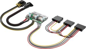 Akasa adaptér AK-PE200-01, 200W DC-to-DC ATX, 4-pin DIN 3