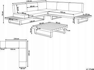 Beliani Zestaw ogrodowy drewniany 5-osobowy złamana biel MYKONOS 3