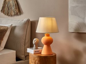 Lampa stołowa Beliani Lampa stołowa ceramiczna pomarańczowa FABILOS 2