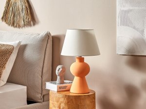 Lampa stołowa Beliani Lampa stołowa ceramiczna pomarańczowa FABILOS 4