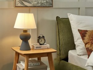 Lampa stołowa Beliani Lampa stołowa ceramiczna szara FABILOS 2
