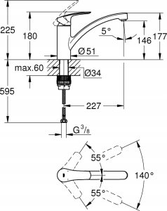 Bateria kuchenna Grohe Grohe Eurosmart, 1,2 Single-Handle Kitchen Faucet 2