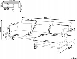 Beliani Narożnik zamsz lewostronny jasnobrązowy GALLO 4