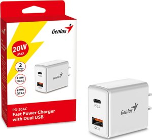 Ładowarka Genius GENIUS nabíječka PD-20AC, 20W, rychlé nabíjení, USB-C PD3.0, USB-A QC3.0, bílá 2