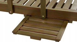 Beliani Leżak ogrodowy drewno akacjowe z poduszką niebiesko-beżową AMATNEA 5