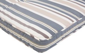 Beliani Leżak ogrodowy drewno akacjowe z poduszką niebiesko-beżową AMATNEA 8