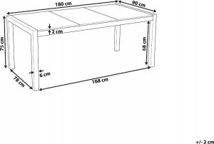 Beliani Stół ogrodowy szklany 180 x 90 cm szary COSOLETO 3
