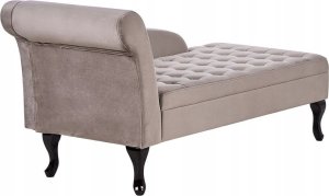 Beliani Szezlong welurowy ze schowkiem lewostronny beżowoszary PESSAC 6