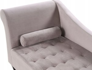 Beliani Szezlong welurowy ze schowkiem lewostronny beżowoszary PESSAC 7