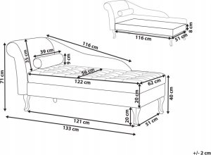 Beliani Szezlong welurowy ze schowkiem lewostronny beżowoszary PESSAC 8
