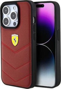 Ferrari Ferrari FEHCP15LRDUR iPhone 15 Pro 6.1" czerwony/red hardcase Leather Stitched Lines 1