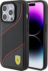 Ferrari Ferrari FEHCP15LPWAK iPhone 15 Pro 6.1" czarny/black hardcase Perforated Waves Metal Logo 1