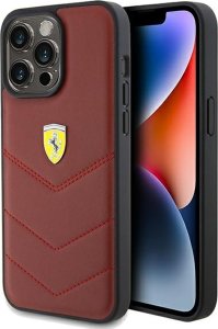 Ferrari Ferrari FEHCP15XRDUR iPhone 15 Pro Max 6.7" czerwony/red hardcase Leather Stitched Lines 1