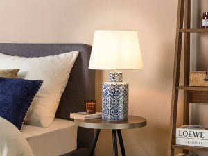Lampa stołowa Beliani Lampa stołowa porcelanowa biało-niebieska MARCELIN 9
