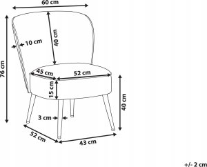 Beliani Fotel welurowy szary VOSS 3