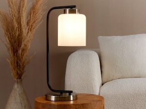 Lampa stołowa Beliani Lampa stołowa metalowa mosiężno-czarna CAUDELO 2