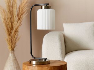 Lampa stołowa Beliani Lampa stołowa metalowa mosiężno-czarna CAUDELO 4