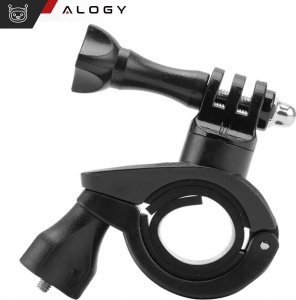 Alogy Uchwyt rowerowy do GoPro Hero 12 11 10 9 8 7 DJI Action SJ7 SJ6 do kamer na kierownicę motocykl rower Alogy obrotowy czarny 13