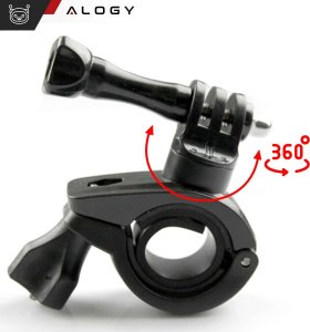 Alogy Uchwyt rowerowy do GoPro Hero 12 11 10 9 8 7 DJI Action SJ7 SJ6 do kamer na kierownicę motocykl rower Alogy obrotowy czarny 4