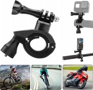 Alogy Uchwyt rowerowy do GoPro Hero 12 11 10 9 8 7 DJI Action SJ7 SJ6 do kamer na kierownicę motocykl rower Alogy obrotowy czarny 5