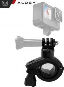 Alogy Uchwyt rowerowy do GoPro Hero 12 11 10 9 8 7 DJI Action SJ7 SJ6 do kamer na kierownicę motocykl rower Alogy obrotowy czarny 10