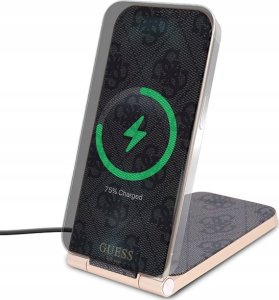 Guess Ładowarka indukcyjna Guess GUDCFAL4PEGK 2w1 15W 4G Pattern MagSafe czarny/black 2