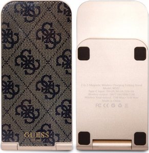 Guess Ładowarka indukcyjna Guess GUDCFAL4PEGW 2w1 15W 4G Pattern MagSafe brązowy/brown 4